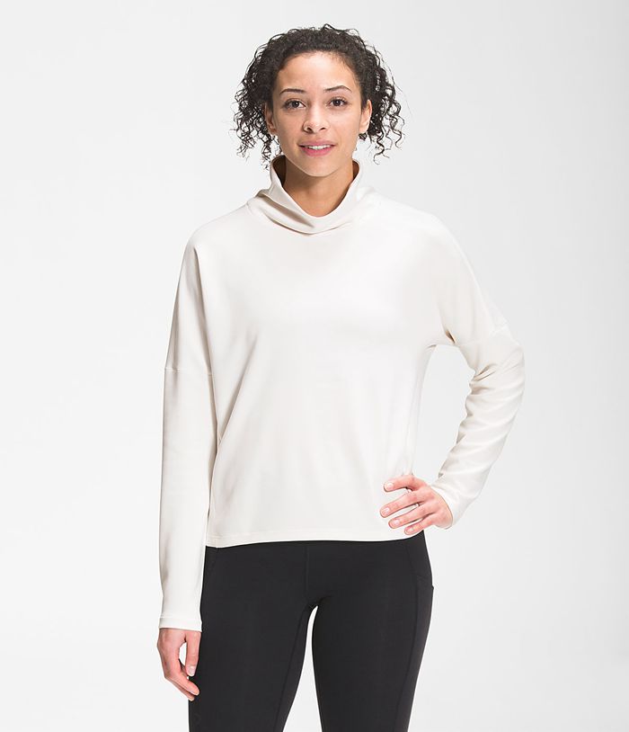 The North Face Pullover Basin Funnel Neck Long Sleeve White - Womens - Thailand MGCWS-7958